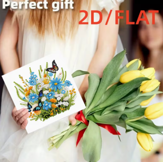 Preview: Diamond Painting 6 Stück Blumenstrauss Schmetterlinge
